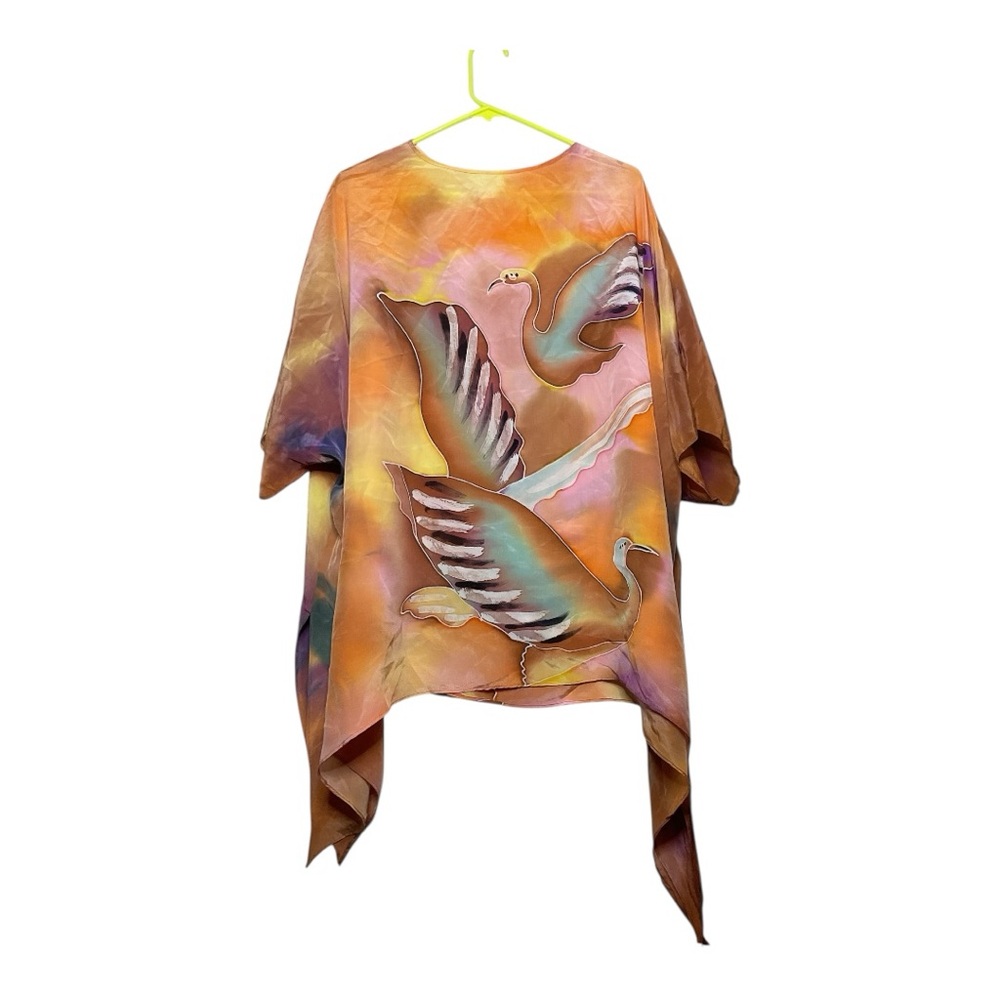 Women’s‎ Vintage Dilemma Dhun Shroff 100% silk pelican? Design tunic, one size